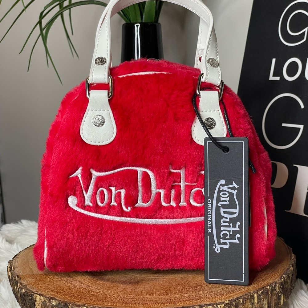 Von Dutch Vibrant Red Faux Fur Mini Bag